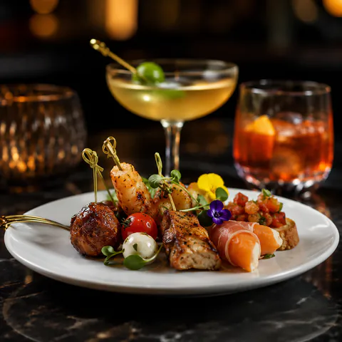 Cocktail-style food and drinks